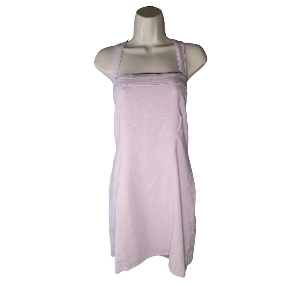 Abercrombie‎ and Fitch Size LP Lilac Purple Halter Mini Dress Linen Blend Lined